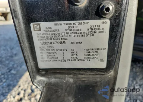 2007 Chevrolet Silverado C1500 Classic from USA, damaged, VIN 1GCEC14X17Z127629